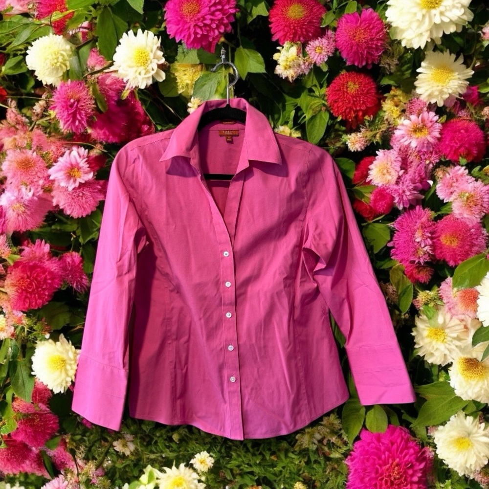 Talbots Wrinkle Resistant Pink Cotton Shirt - Picture 5 of 16